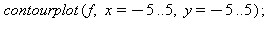 contourplot(f, x = -5 .. 5, y = -5 .. 5); 1