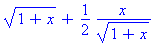(1+x)^(1/2)+1/2*x/(1+x)^(1/2)