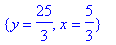 {y = 25/3, x = 5/3}